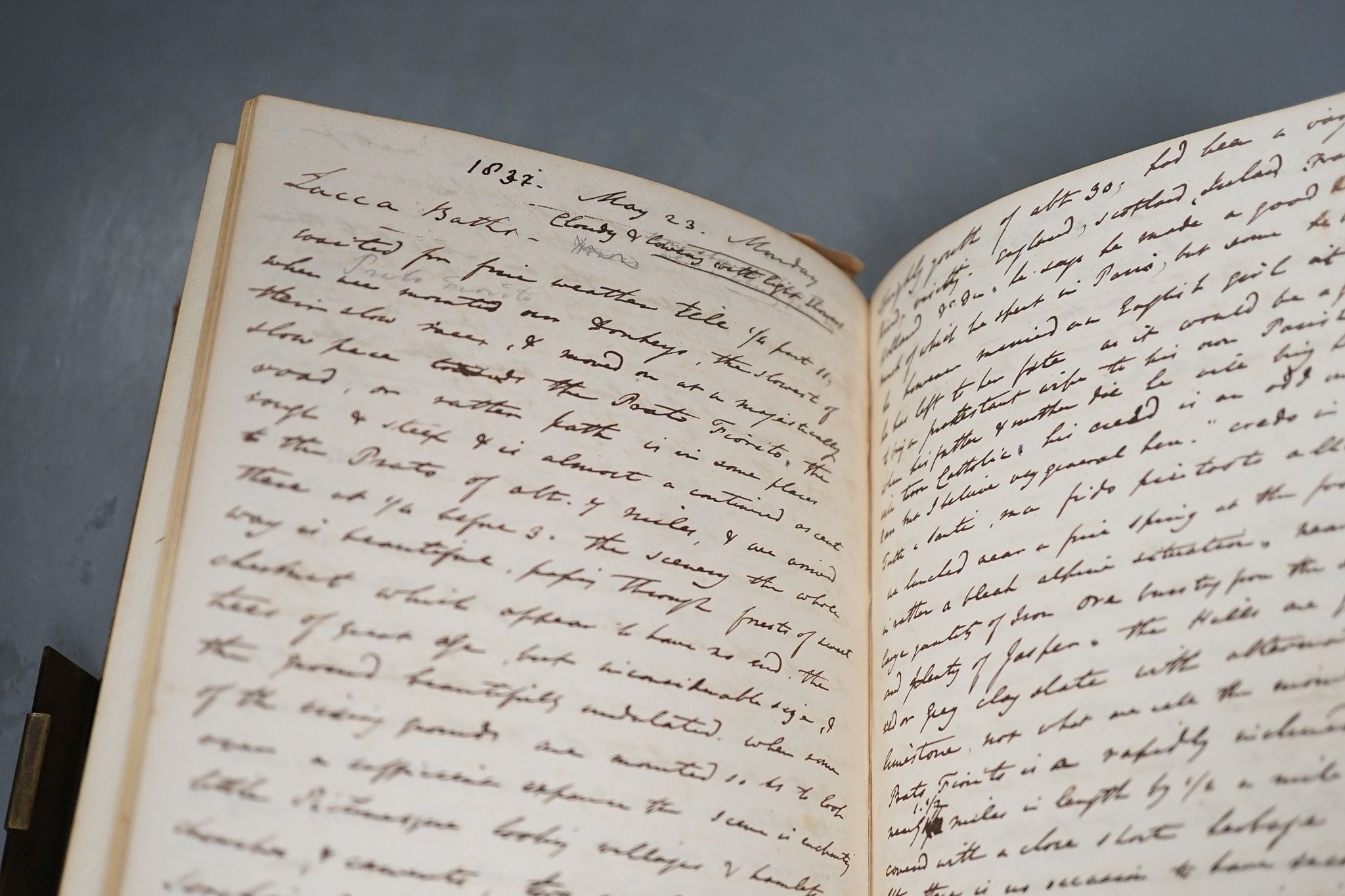An early 19th century vellum bound hand-written account of a Grand Tour c.1830